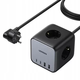 UGREEN 65 W sieťová nabíjačka 2x USB 2 x USB C 3x zásuvka napájacieho kábla